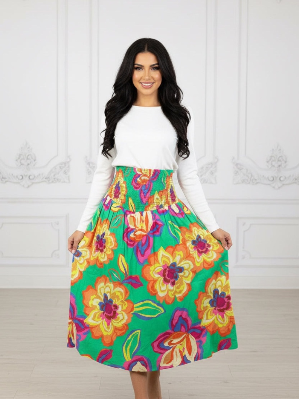 Gianni Bini Multicolor Floral A-Line Skirt